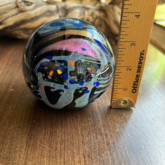 Rollin Karg Signed Dichroic Iridescent Handblown Studio Art Glass Paperweight - Picture 11 of 11